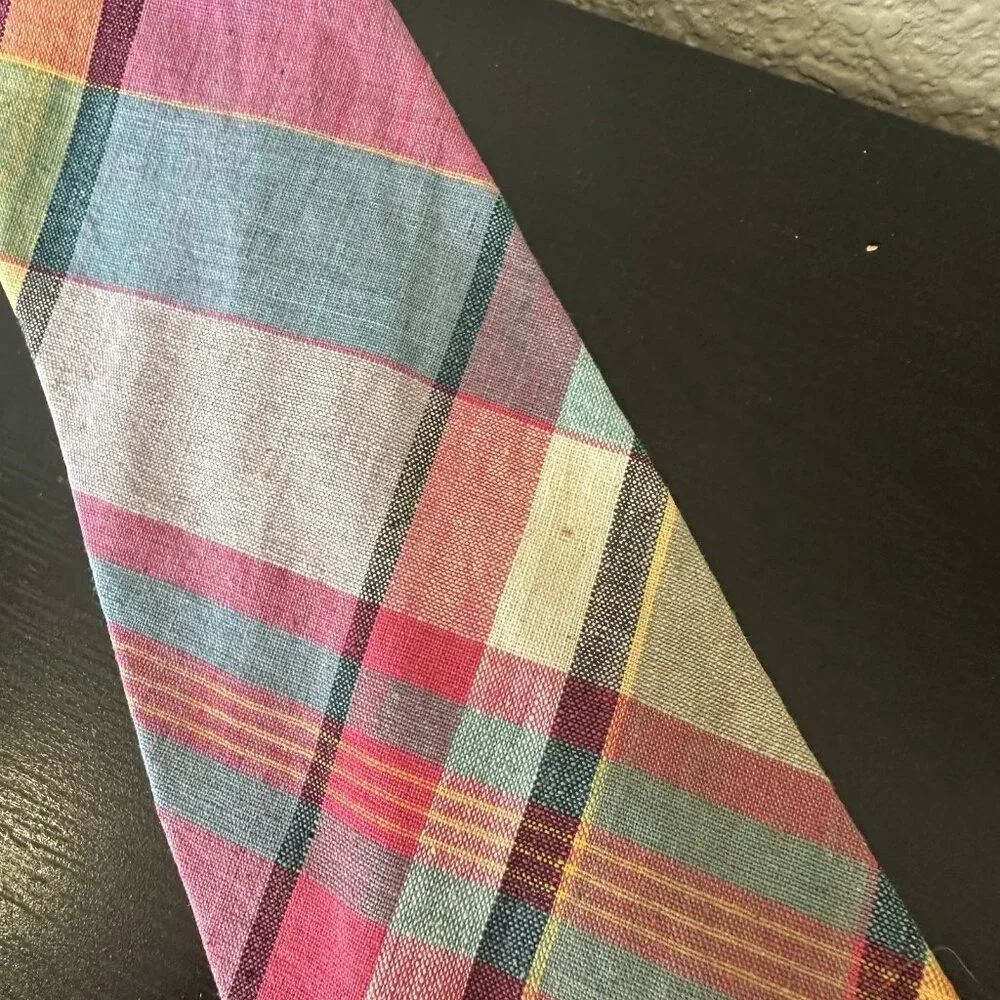 Vintage Abercrombie And Fitch Plaid Tie 90s Y2k Pink Blue Orange Easter dance‎